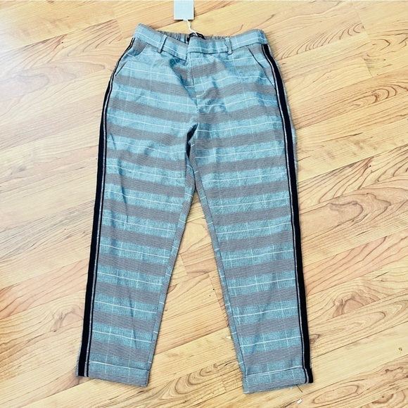 Zara Plaid Side Stripe Trousers Pants | Size M | NWT Check Workwear Street Style - Picture 4 of 4